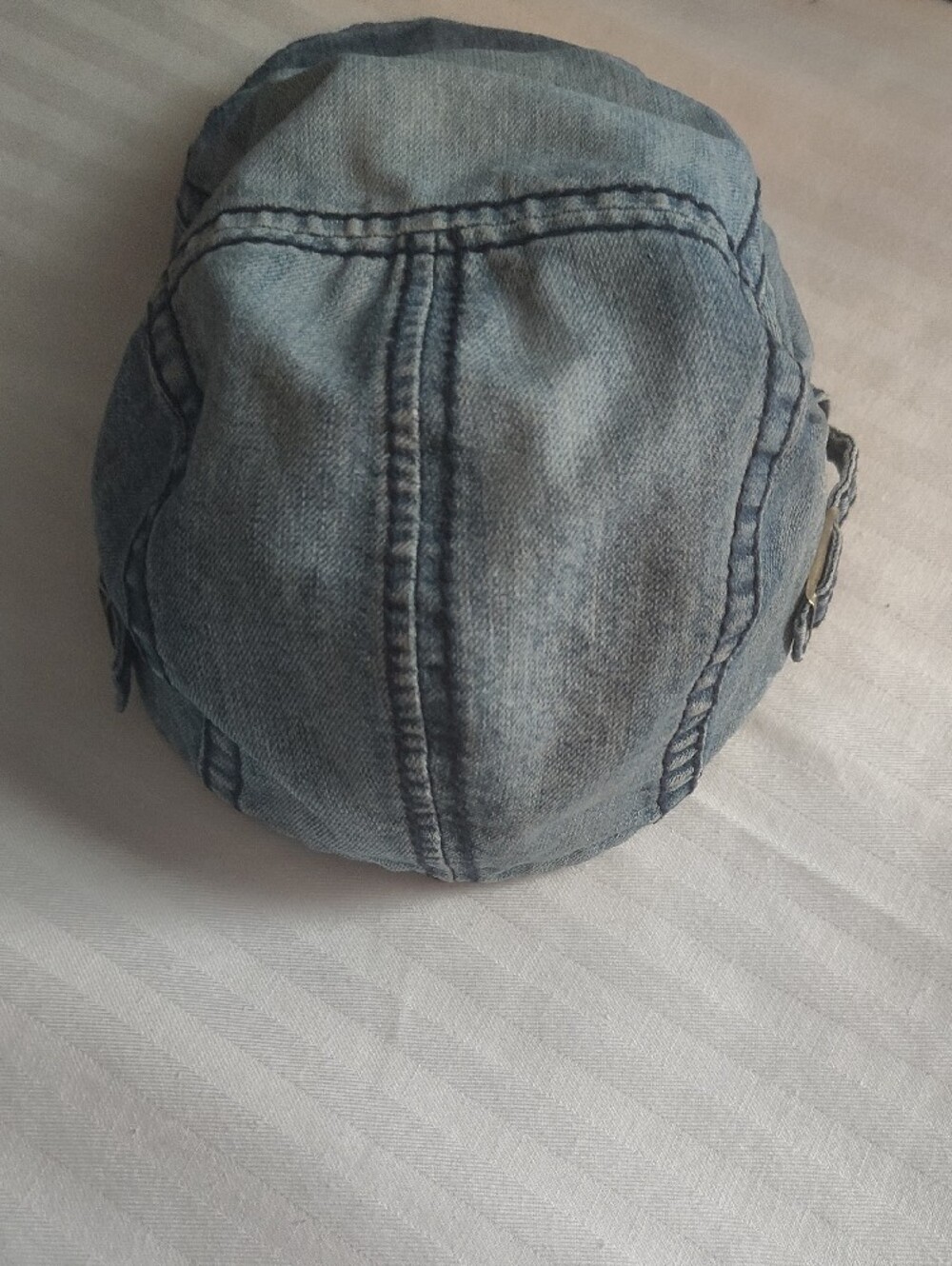 Wait Y2k Retro Street Wear Grunge Blue washed Denim Cabbie  Newsboy Cap - Picture 8 of 11